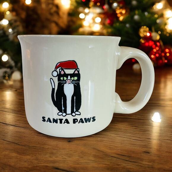 NEW Life is Good Tuxedo Black Cat Santa Paws Christmas Xmas Coffee Tea Mug - Picture 3 of 4